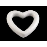Polystyrene heart, white color, 10 x 11.5 cm